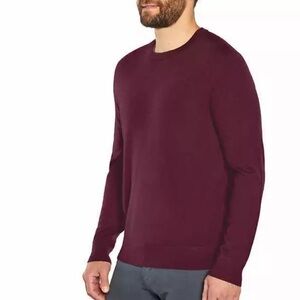Banana Republic Men's Textured Double-Knit Crew Pullover (Red, L)